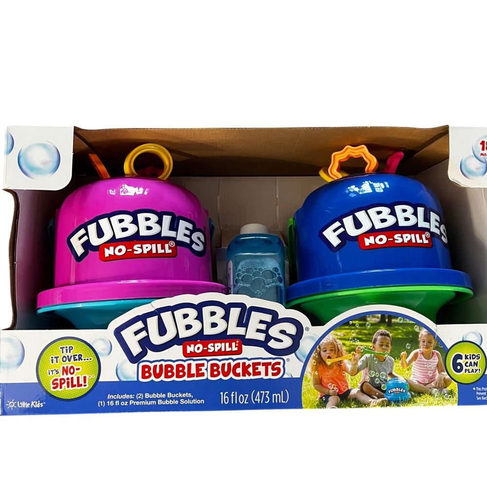 Fubbles No Spill Bubble extra large Bucket Toys 2 Pack NEW